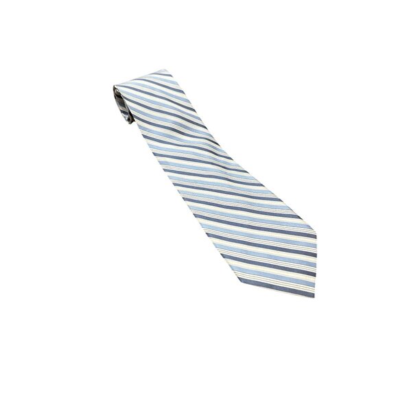 Calvin Klein Mens Silk Striped Tie Blue White One Size Formal Business Attire - Picture 1 of 7